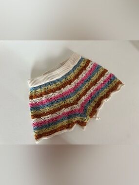 Zara Cream Multicolor Crochet Knit Shorts 4yrs